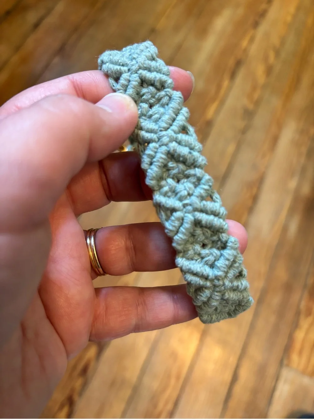 Handmade Macrame Dog Collar in Sage Green with Gold Hardware